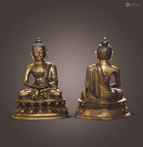 十七-十八世纪 铜鎏金阿弥陀佛