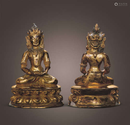 十七-十八世纪 铜鎏金无量寿菩萨