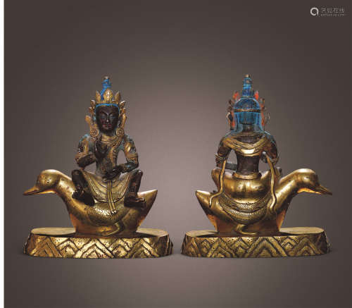 十七-十八世纪 铜鎏金明王