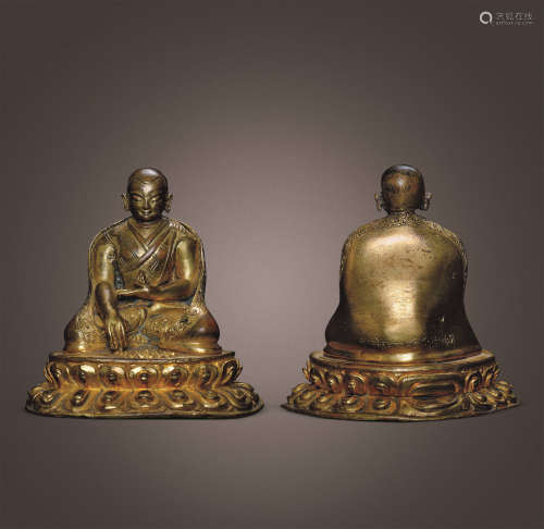 十五-十六世纪 铜鎏金上师佛