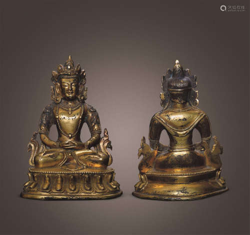十八世纪 铜鎏金无量寿菩萨