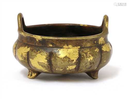 A Chinese gilt bronze incense burner,