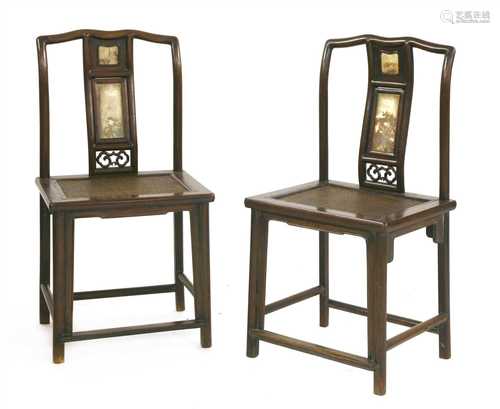 A pair of Chinese hardwood chairs,