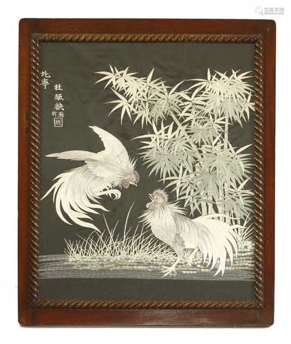 A Japanese silk embroidery,