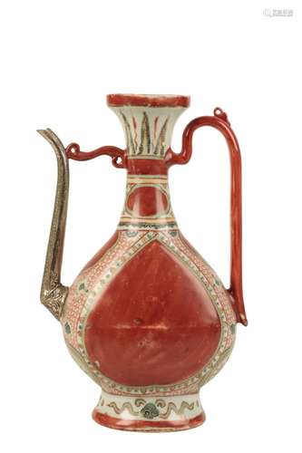 RARE KINRANDE PEAR-SHAPED EWER, JIAJING PERIOD