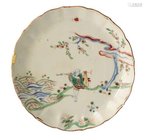 WUCAI BARBED-RIM 'NARRATIVE' DISH, TIANGI / CHONGZHEN PERIOD