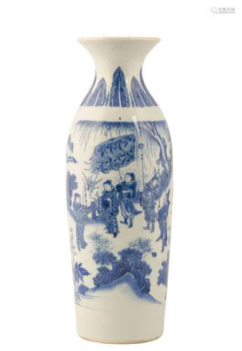 BLUE AND WHITE NARRATIVE SLEEVE VASE, CHONGZHEN PERIOD