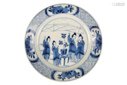 BLUE AND WHITE DISH NARRATIVE DISH, KANGXI PERIOD