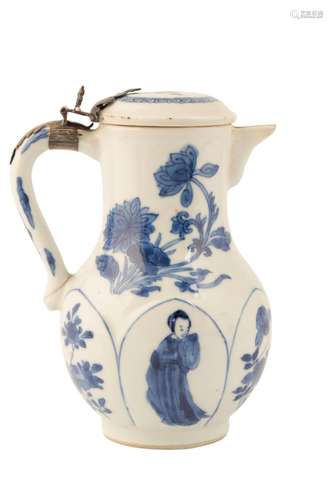 BLUE AND WHITE COVERED EWER, KANGXI PERIOD