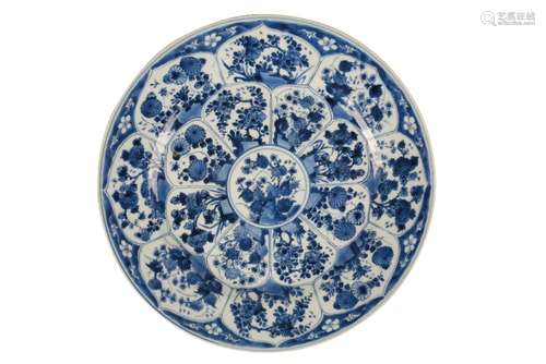 BLUE AND WHITE FOLIATE CHARGER, KANGXI SIX CHARACTER MARK AND OF THE PERIOD