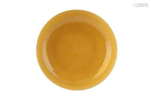 FINE YELLOW-GLAZED SAUCER DISH, YONGZHENG SIX CHARACTER MARK AND OF THE PERIOD