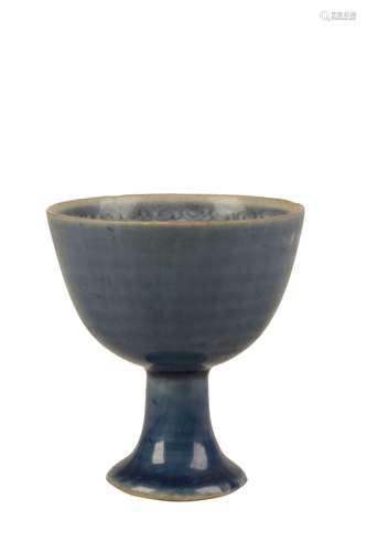 POWDER-BLUE GLAZED STEM CUP, QING DYNASTY, MID 18TH CENTURY