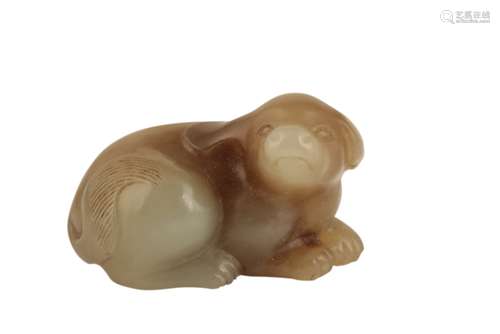 GREEN JADE RECUMBENT HOUND, MING DYNASTY