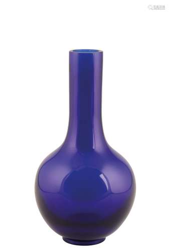 BLUE GLASS BOTTLE VASE, QIANLONG