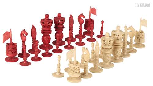 CANTONESE IVORY CHESS SET, QING DYNASTY, 19TH CENTURY