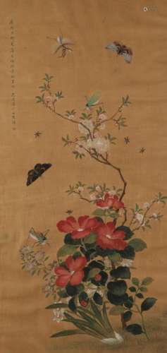 YUN BING (fl. 1670-1710) Butterflies and other insects among flowering plants