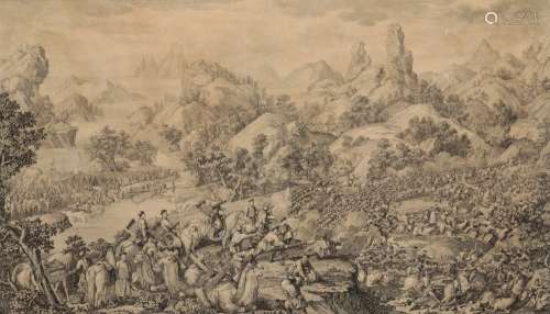 JACQUE-PHILIPPE LE BAS AFTER GIUSEPPE CASTIGLIONE 'The Lifting of the Siege of the Black River Camp'