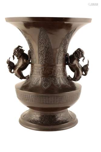 LARGE ARCHAIC STYLE BRONZE VASE, LATE QING DYNASTY