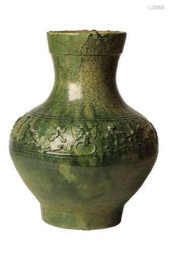 LARGE GREEN-GLAZE JAR, HAN DYNASTY