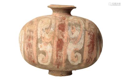 PAINTED POTTERY COCOON JAR, HAN DYNASTY