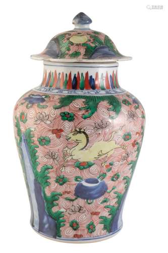 WUCAI JAR AND COVER, TRANSITIONAL PERIOD, 17TH CENTURY