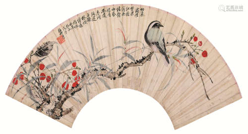 谢稚柳（1910～1997） 花鸟扇面 水墨纸本