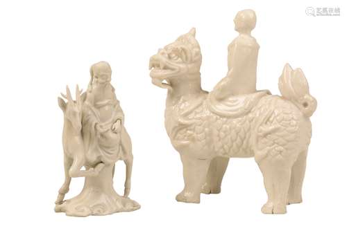 TWO BLANC DE CHINE RIDER GROUPS, KANGXI PERIOD