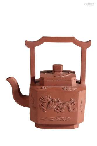 YIXING STONEWARE 'DRAGON' TEAPOT AND COVER, KANGXI PERIOD