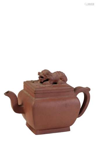 YIXING SQUARE-FORM TEAPOT AND COVER, KANGXI PERIOD