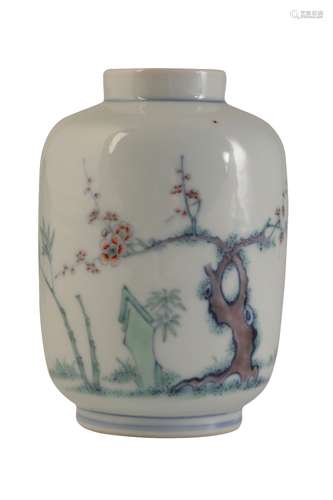 SMALL DOUCAI VASE, YONGZHENG SIX CHARACTER MARK AND OF THE PERIOD