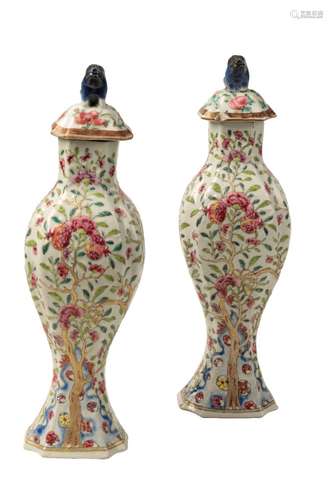 GOOD PAIR OF FAMILLE ROSE COVERED VASES, YONGZHENG PERIOD