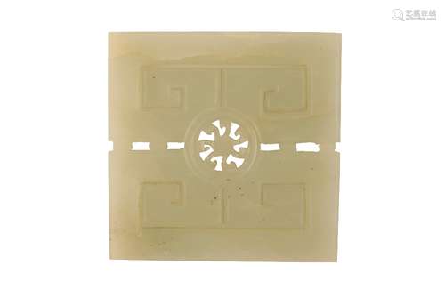 CARVED WHITE JADE PLAQUE, QING DYNASTY, 18TH / 19TH CENTURY