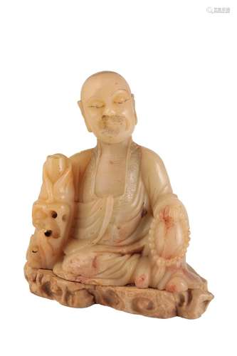 CARVED SOAPSTONE SEATED BUDDHA, QING DYNASTY, 19TH CENTURY