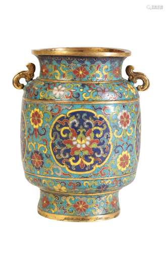 SMALL CLOISONNE URN, QIANLONG FOUR CHARACTER MARK AND PERIOD