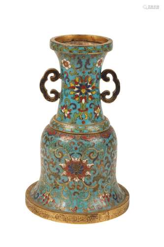 QIANLONG CLOISONNE MALLET OR BELL-SHAPED VASE, QIANLONG FOUR CHARACTER MARK AND OF THE PERIOD