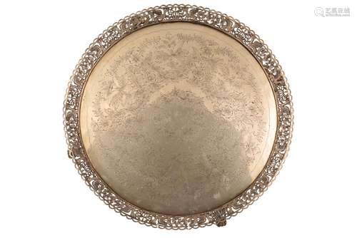 LARGE EXPORT SILVER TRAY, QING DYNASTY, 19TH CENTURY