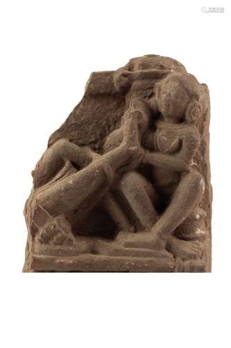 CARVED RED SANDSTONE FRAGMENT, INDIA 17TH - 19TH CENTURY