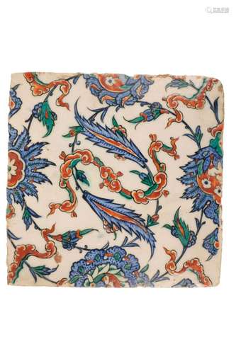 IZNIK POLYCHROME POTTERY TILE, TURKEY, LATE 16TH CENTURY