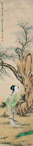 胡锡珪（1839～1883） 侍女人物立轴 水墨纸本
