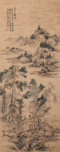 冯超然（1882～1954） 江干七树图立轴 水墨纸本