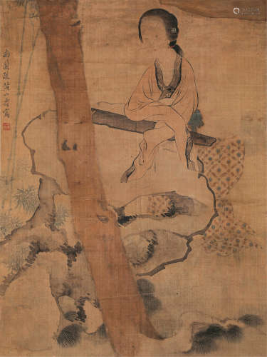 黄山寿（1855～1919） 仕女人物立轴 水墨绢本