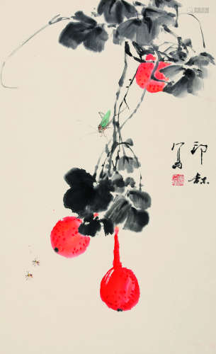 萧朗（1917～2010） 花卉立轴 水墨纸本