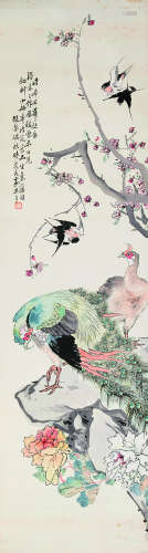 赵凤瑞（1858～1943） 花鸟立轴 水墨纸本