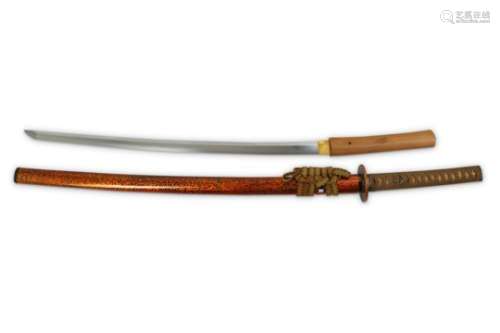 A KATANA. Showa period. The blade of shinogizukuri with kissaski, koitame tsumi muji hada, suguha