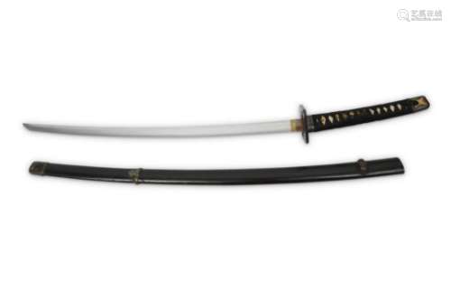 A SHORT KATANA. The koto blade of sori, shinogi zukuri with a kissaki, midare hamon, suriage