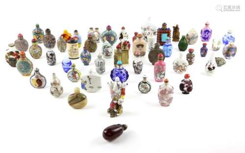 A Collection of 54 Chinese snuff bottles, comprising a number of different genre, forms, shapes