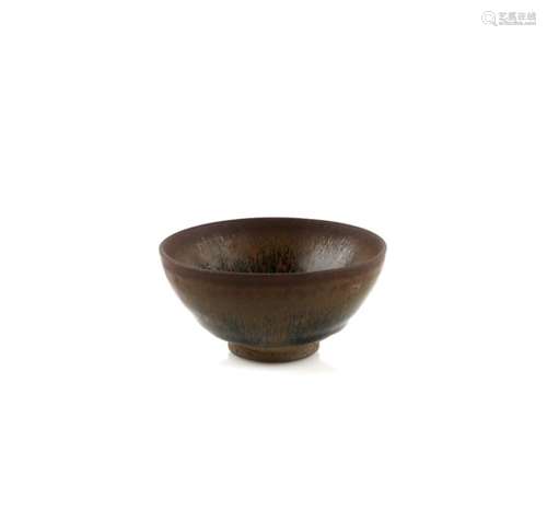 A Jianyao style, Hare's Fur bowl with unglazed foot and base, 9 cm diameter, post Qing Dynasty .No