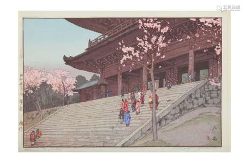 HIROSHI YOSHIDA (1876 - 1950). Oban yoko-e, Chion’in Temple gate from the series Eight views of