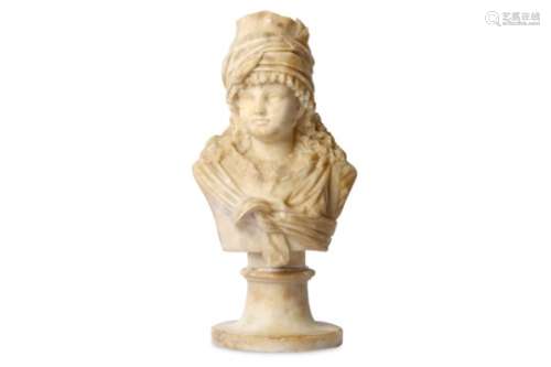 A LATE 19TH CENTURY ITALIAN ALABASTER BUST OF A YOUNG ARAB GIRL