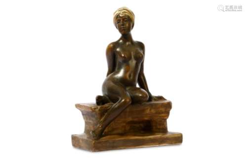 AN EARLY 20TH CENTURY AUSTRIAN PATINATED PLASTER FIGURE OF A NUDE